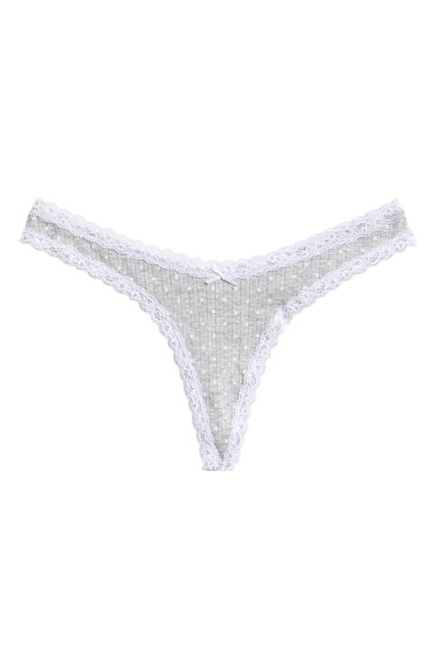 Pointelle Lace Trim Thong (Regular & Plus)