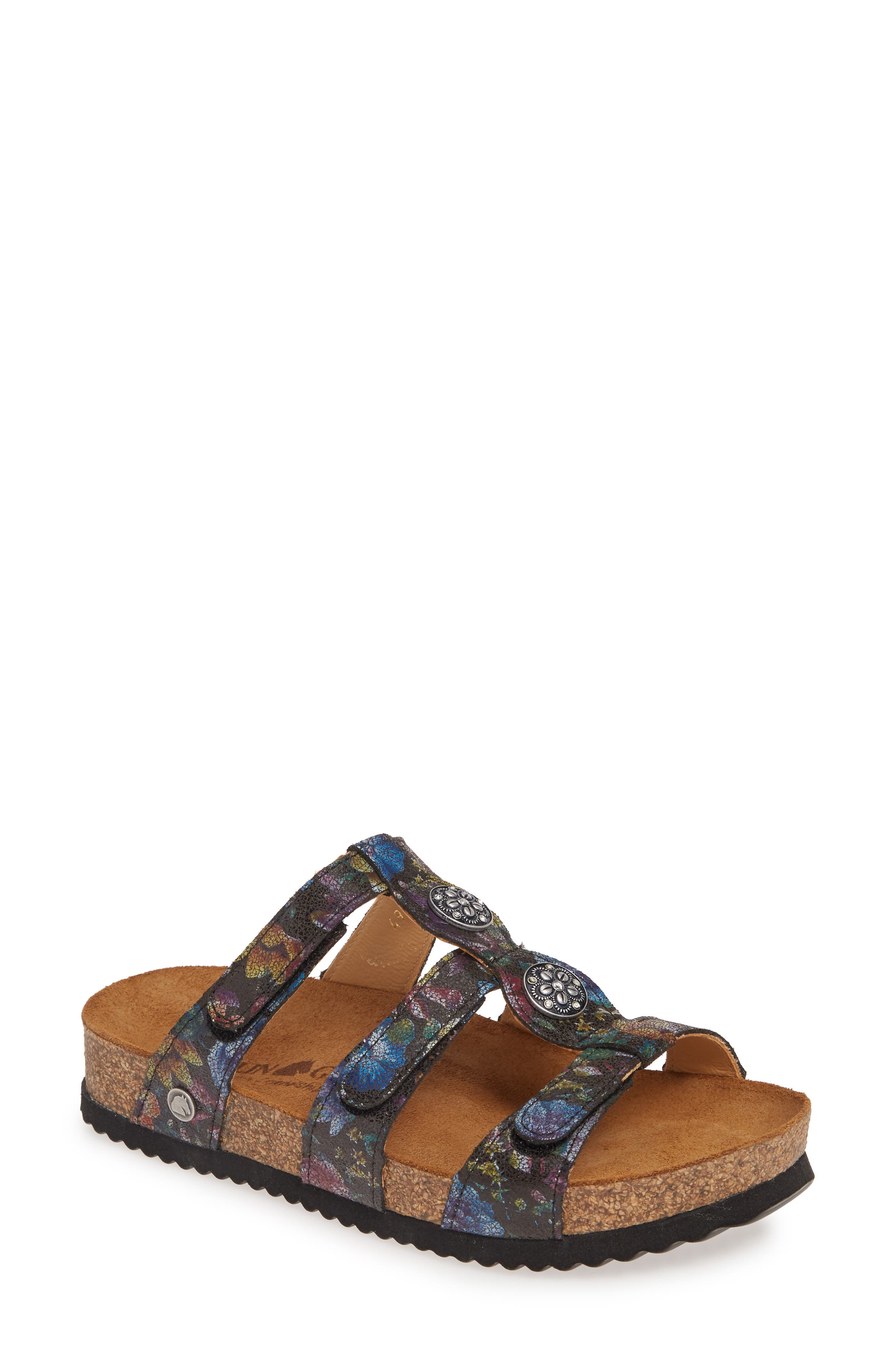 Alice Slide Sandal, Main, color, ASFALTO BLOOM LEATHER