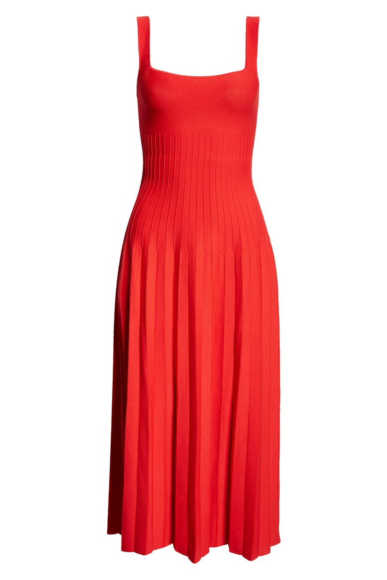 Ellison Pleat Effect Sweater Dress, Alternate, color, RED ROSE