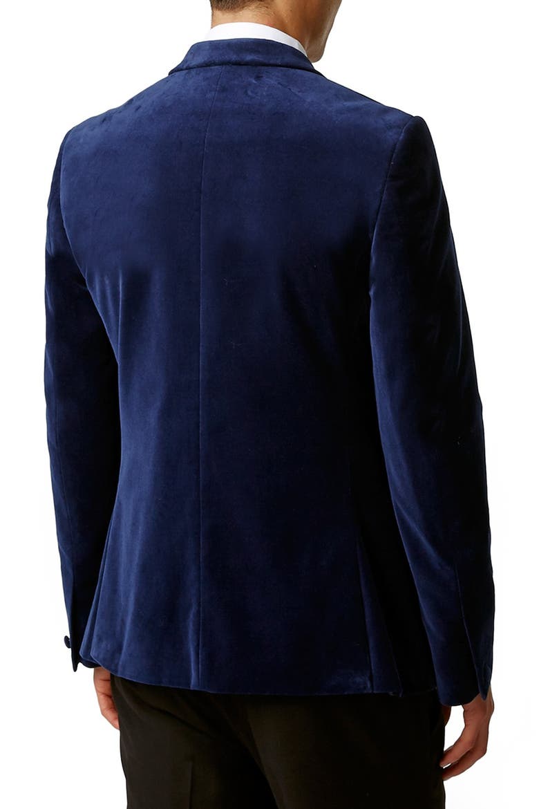 Skinny Fit Blue Velvet Blazer, Alternate, color, BLUE