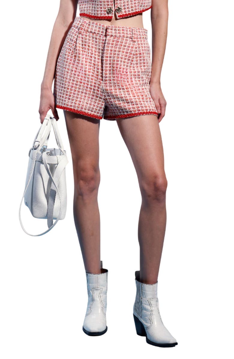 Walter Baker Audrey Tweed Shorts, Main, color, Valley Red Tweed