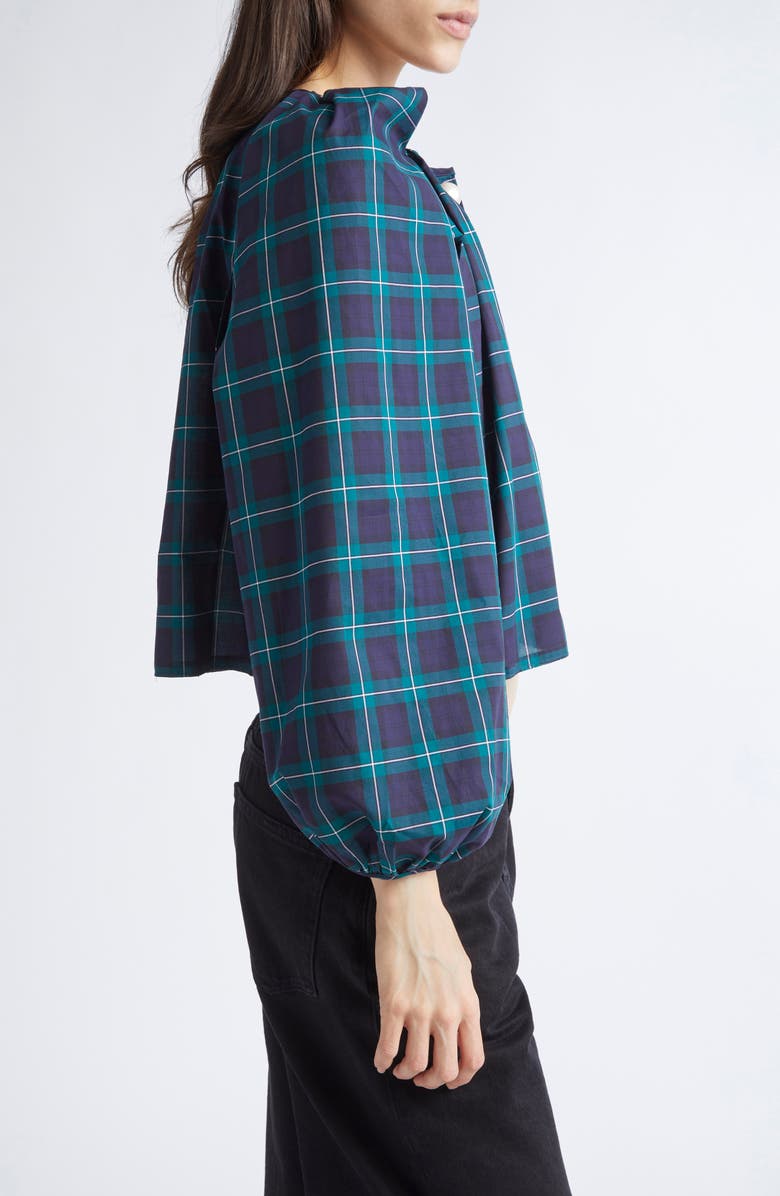 NACKIYÈ Grand Bazaar Plaid Cotton Top, Alternate, color, Navy Tartan