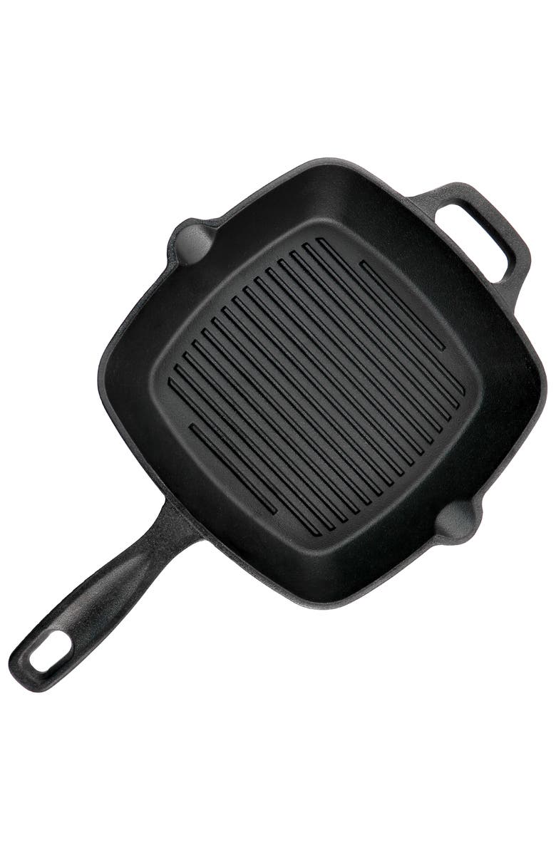 OSTER Castaway 10 Inch Square Cast Iron Grill Pan with Pouring Spouts, Alternate, color, Black