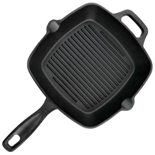 Oster Castaway 10 Inch Square Cast Iron Grill Pan With Pouring Spouts In Black
