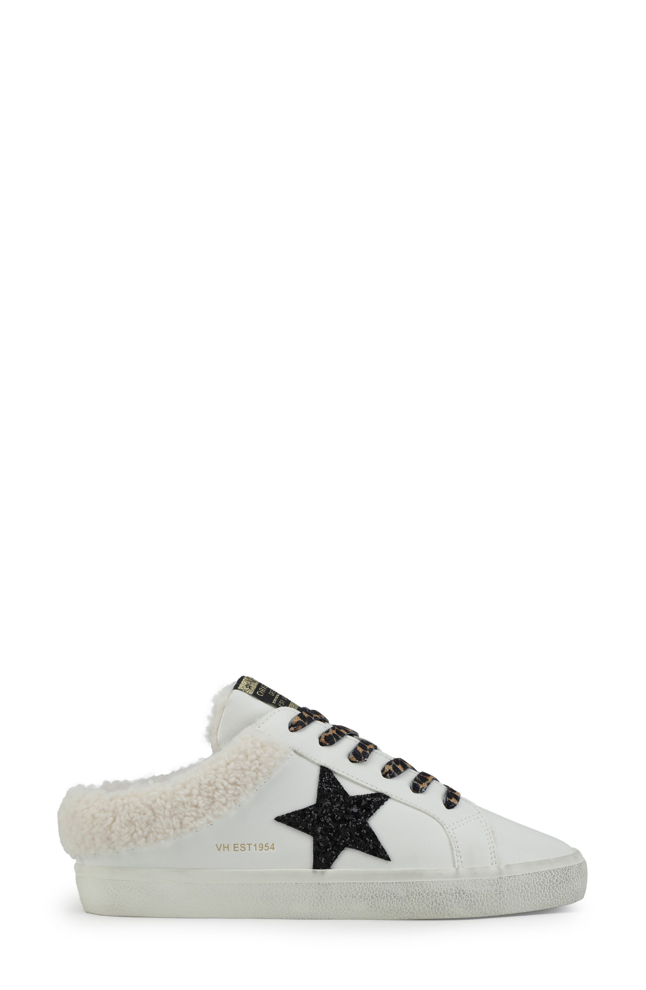 Star Faux Fur Lined Sneaker Mule, Alternate, color, WHITE