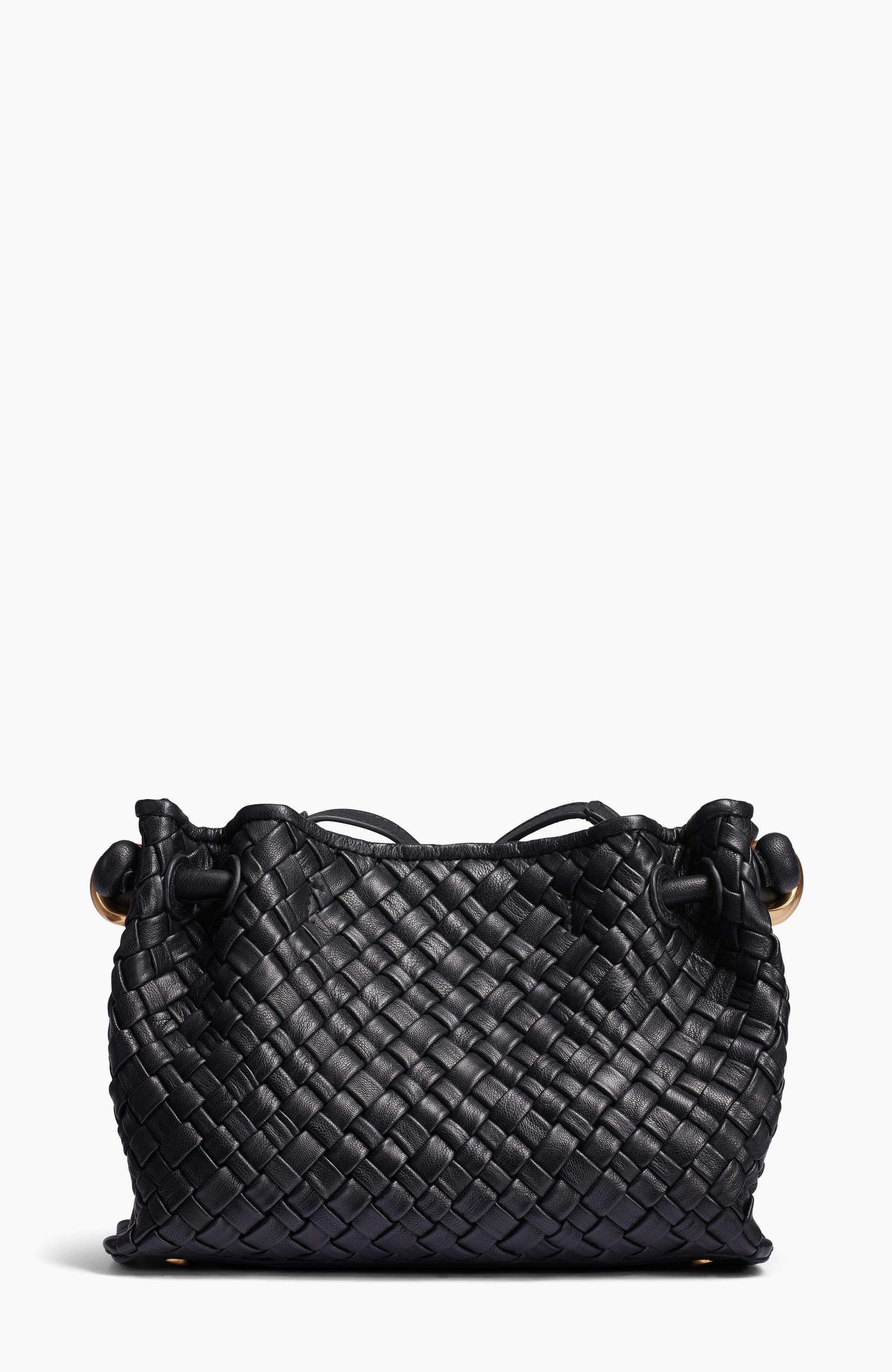 Donna Karan New York Cashmere Woven Leather Crossbody Bag, Alternate, color, Black/Gold