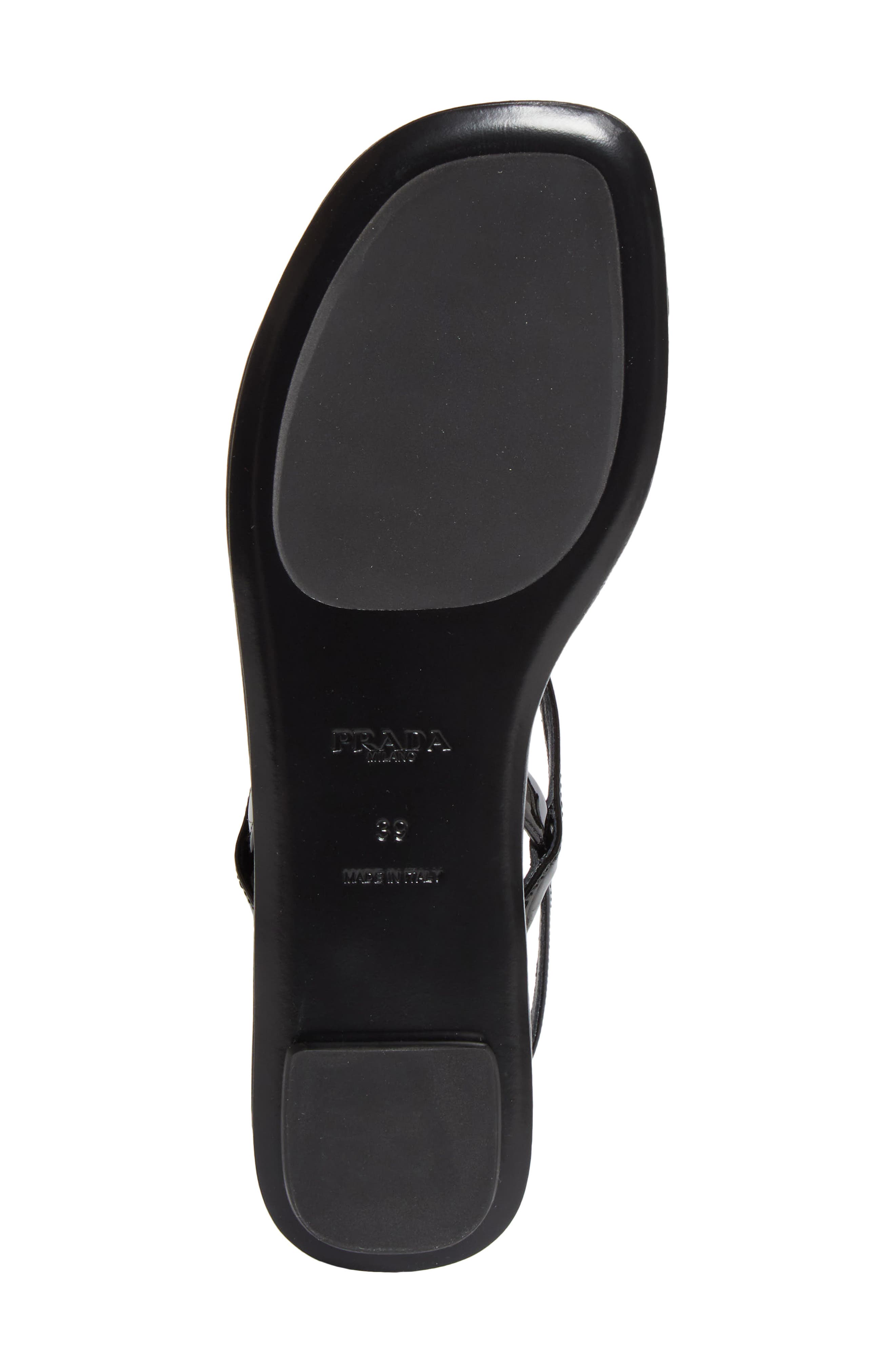 Prada Triangle Logo Sandal, Alternate, color, Nero