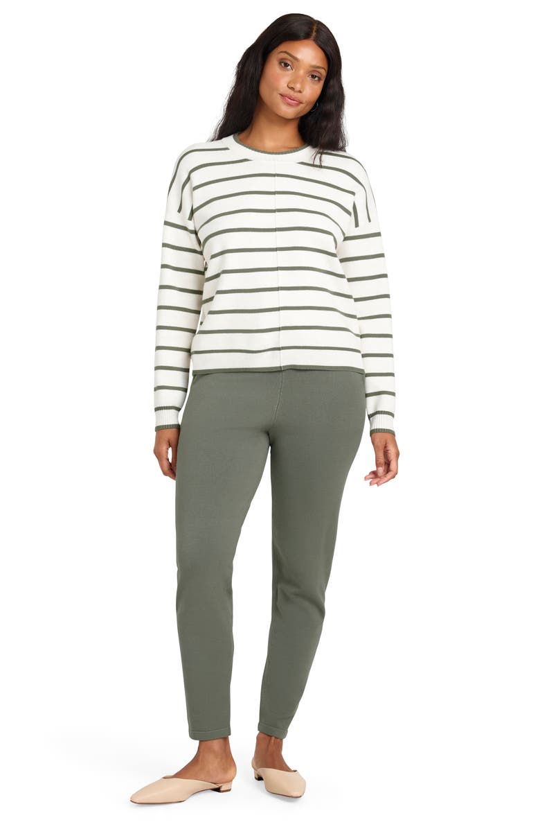 Splendid x Cella Jane Stripe Front Seam Sweater, Alternate, color, Snow White/ Olive Stripe