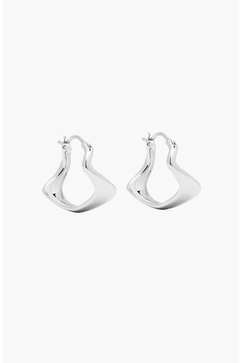 Curved Mini Hoop Earrings, Alternate, color, Silver