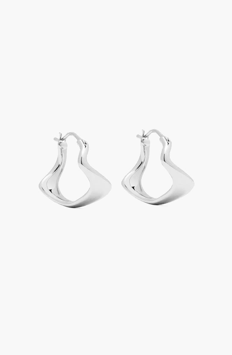 YOJ Curved Mini Hoop Earrings, Alternate, color, Silver