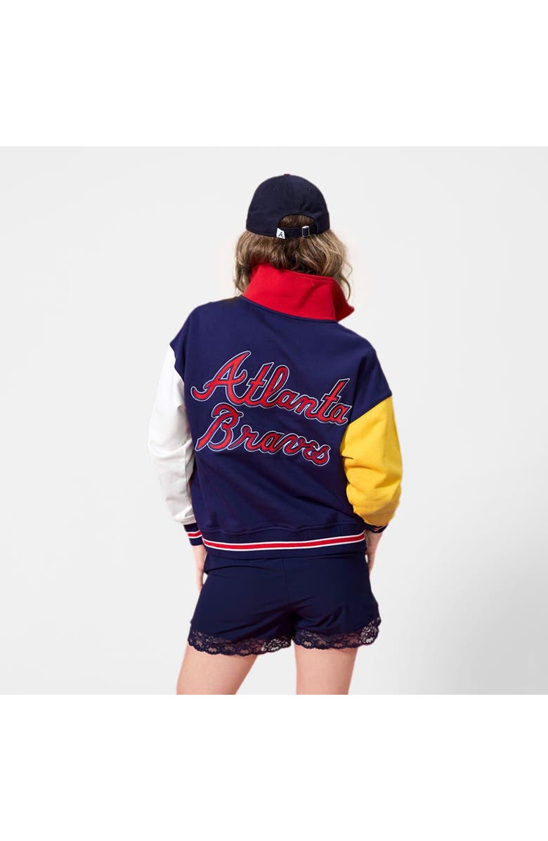 Terez Women's Terez Navy Atlanta Braves Classic Colorblock Quarter-Zip Sweatshirt, Alternate, color, 