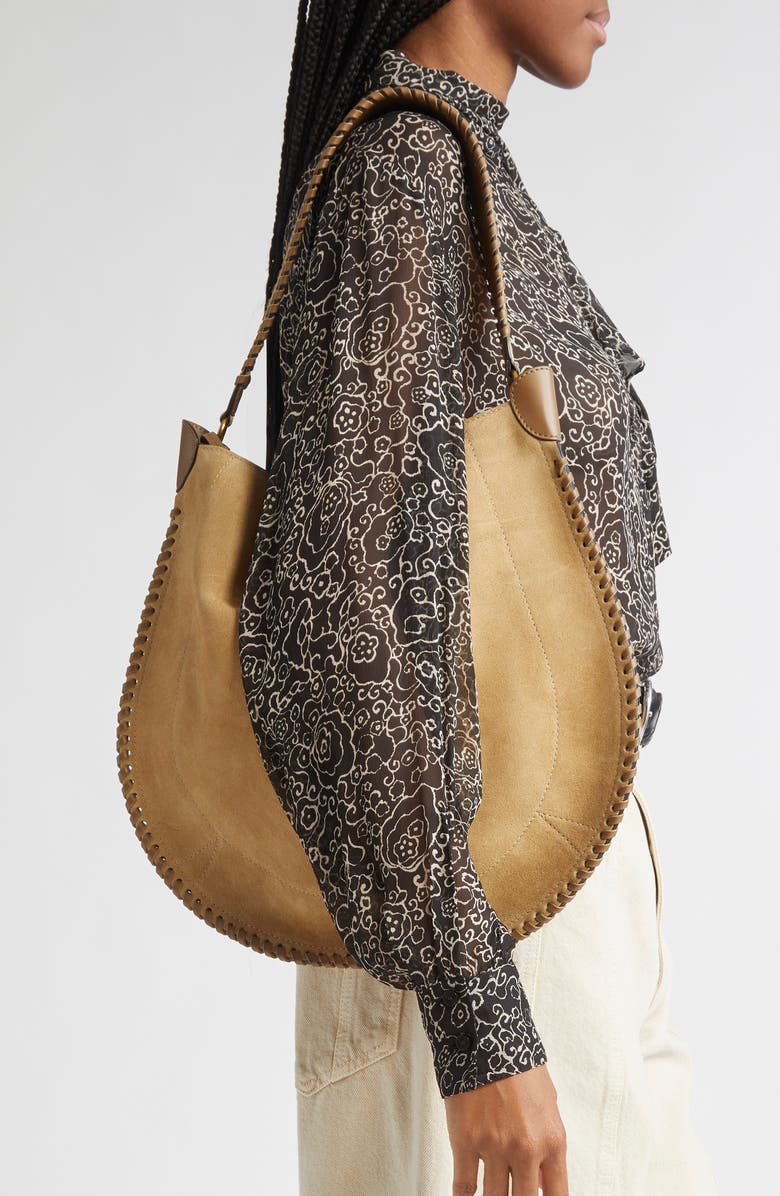 Isabel Marant Oskan Soft Suede Hobo Bag, Alternate, color, Sand