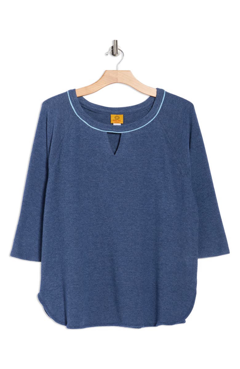 RUBY RD Keyhole Hacci Knit Pullover, Alternate, color, Indigo Heather