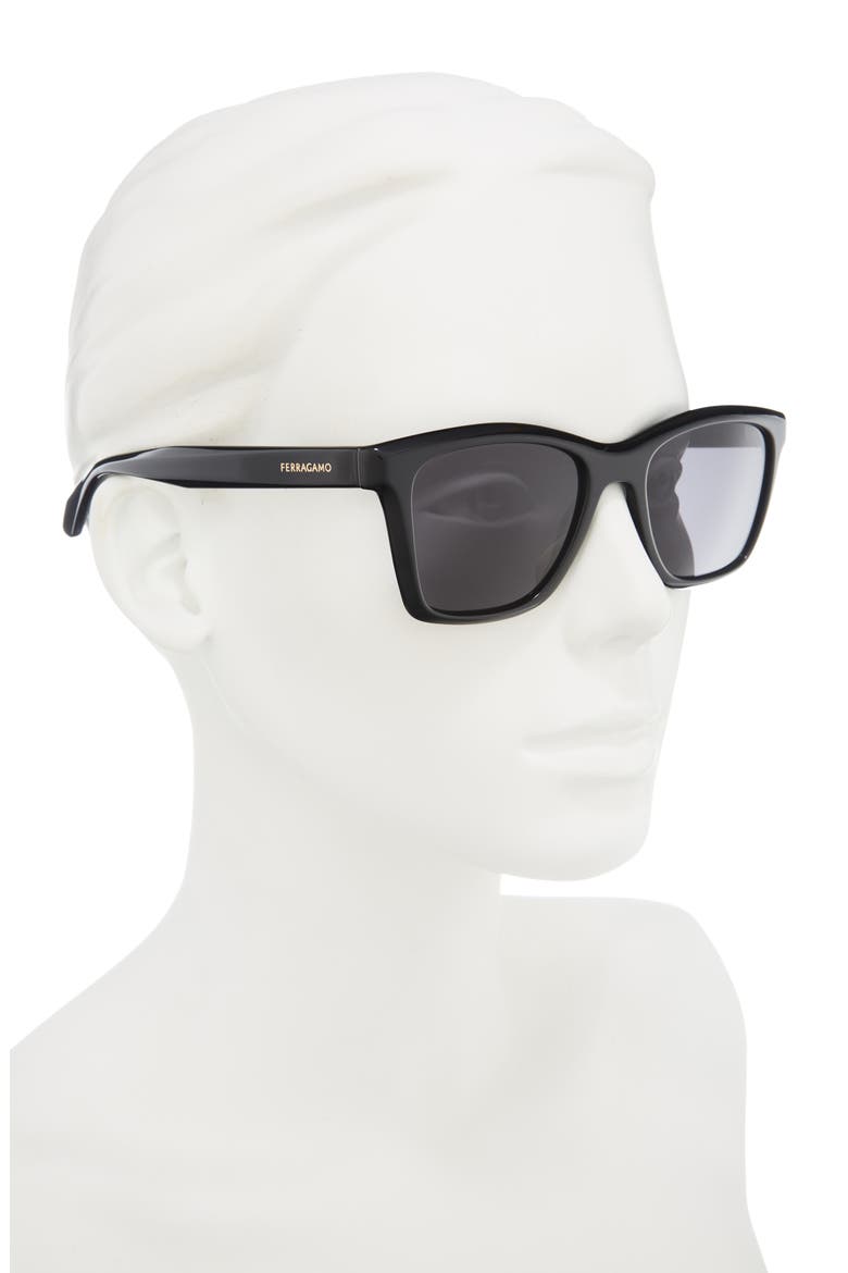 54mm Square Sunglasses, Alternate, color, BLACK
