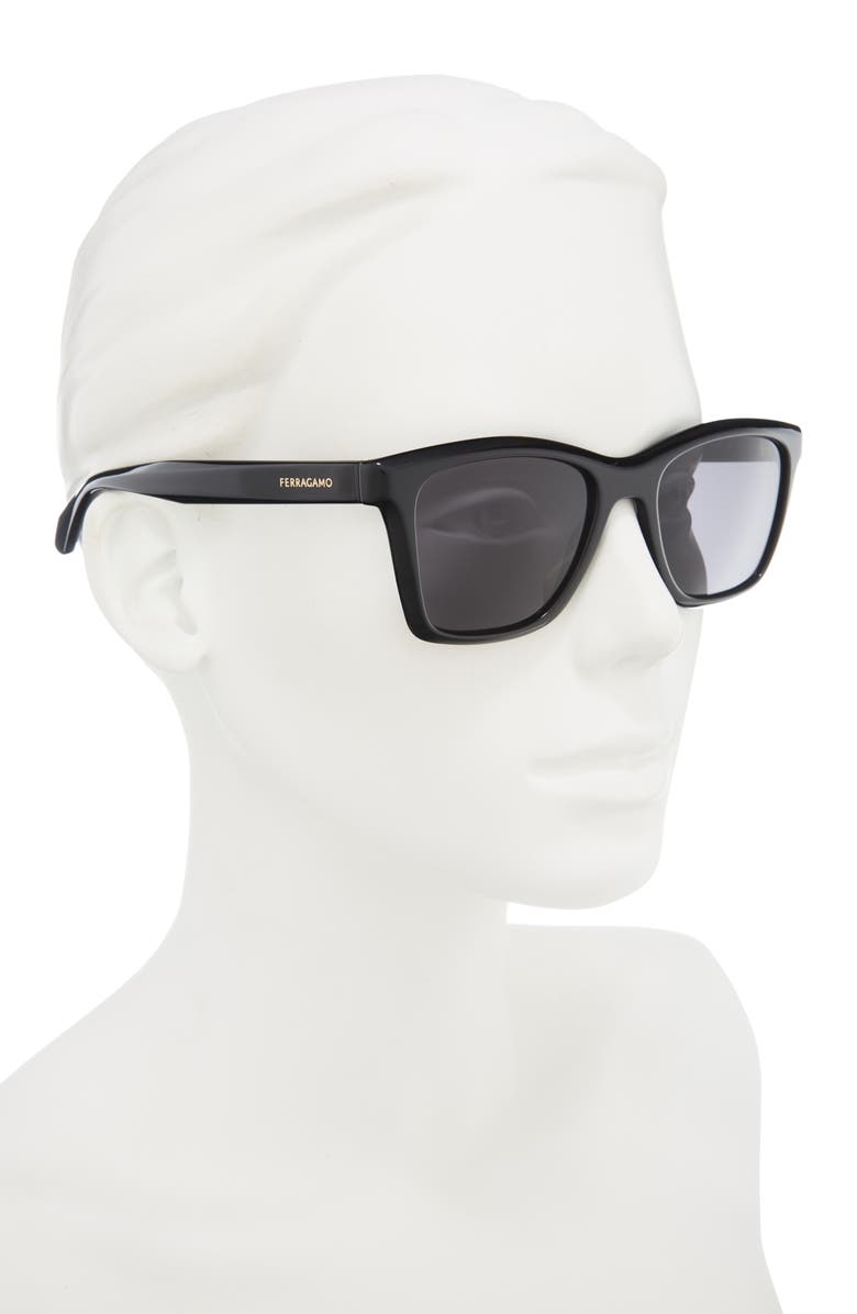 FERRAGAMO 54mm Square Sunglasses, Alternate, color, Black