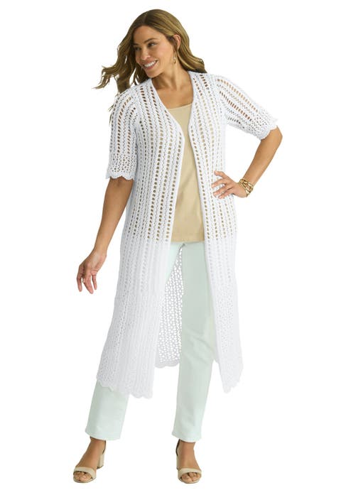Scalloped Crochet Sweater Duster (Plus)