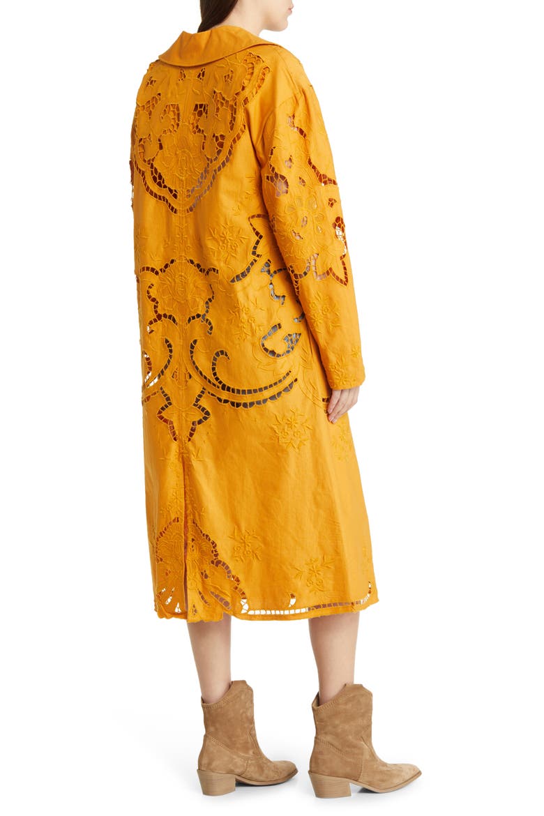 Susanna Eyelet Cotton & Linen Coat, Alternate, color, MUSTARD