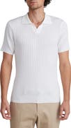 Emanuel Berg Vertical Rib Short Sleeve Merino Wool Knit Polo