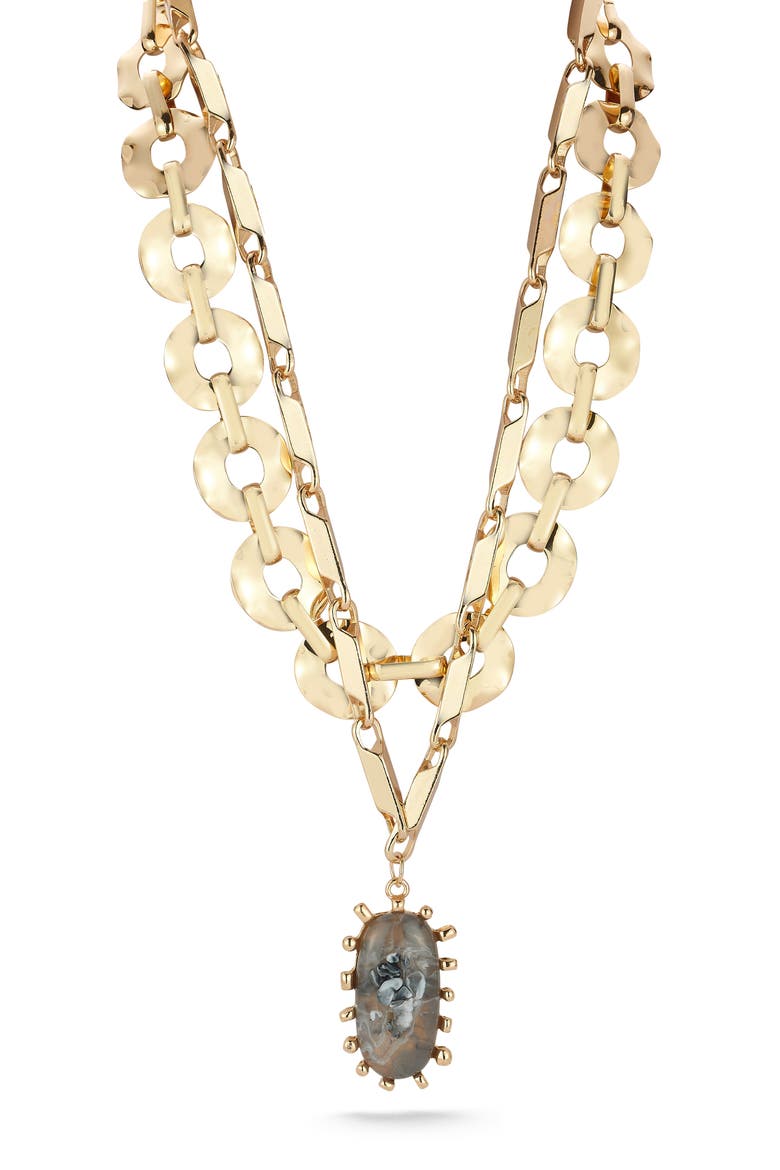Layered Pendant Necklace, Main, color, GOLD