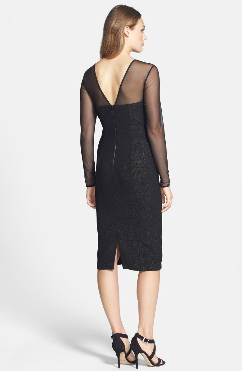 Maggy London Illusion Glitter Crepe Sheath Dress, Alternate, color,
