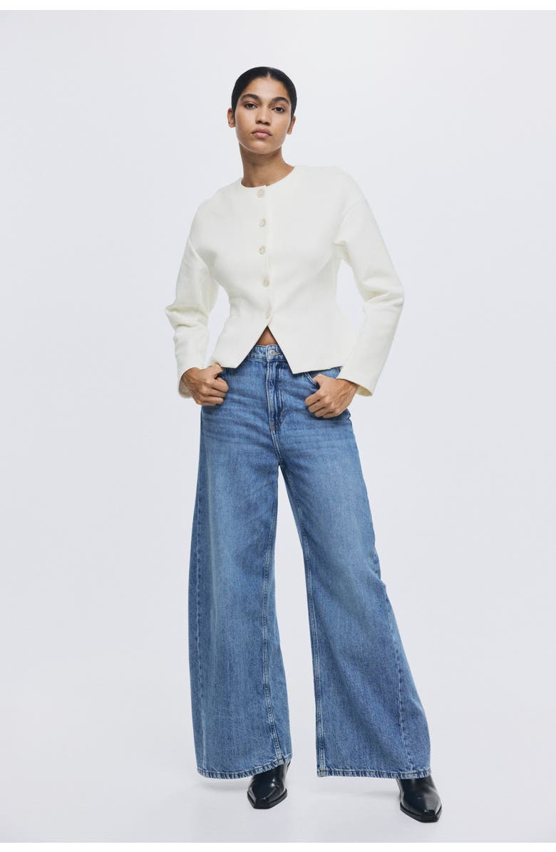 H&M Collarless Scuba Knit Blazer, Alternate, color, White