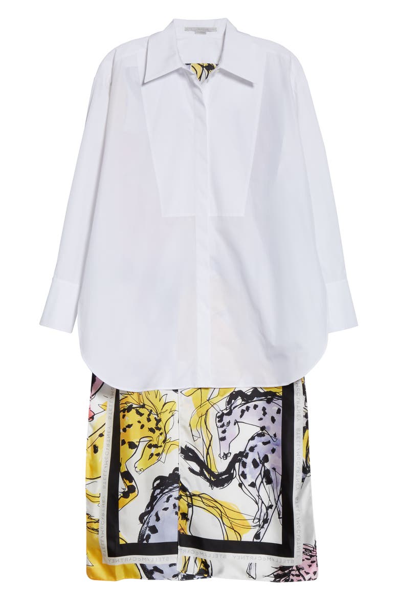 Rayna Horse Print Back Scarf Panel Poplin Shirt, Alternate, color, PURE WHITE