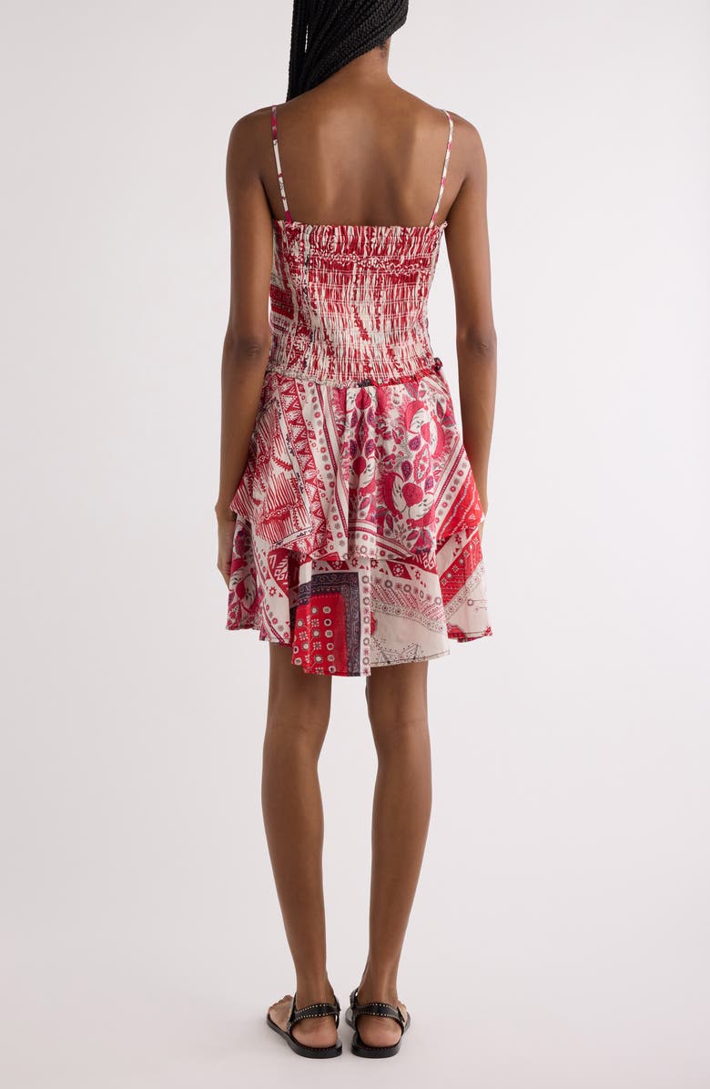 Isabel Marant Étoile Anka Paisley Print Smocked Cotton Sundress, Alternate, color, Red/ Ecru