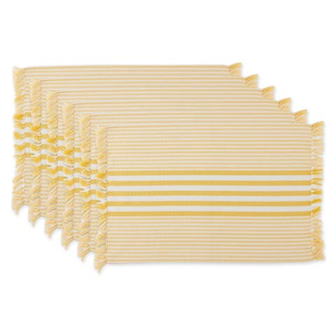 Deep Yellow Stripes With Fringe Placemat Set/6