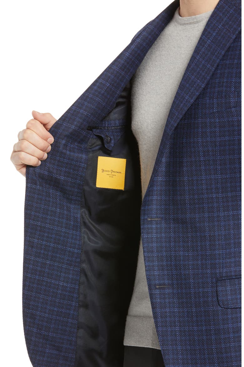 Check Wool Blend Jacket, Alternate, color, NAVY