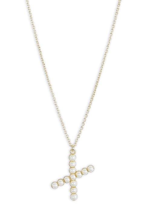 Imitation Pearl Initial Pendant Necklace