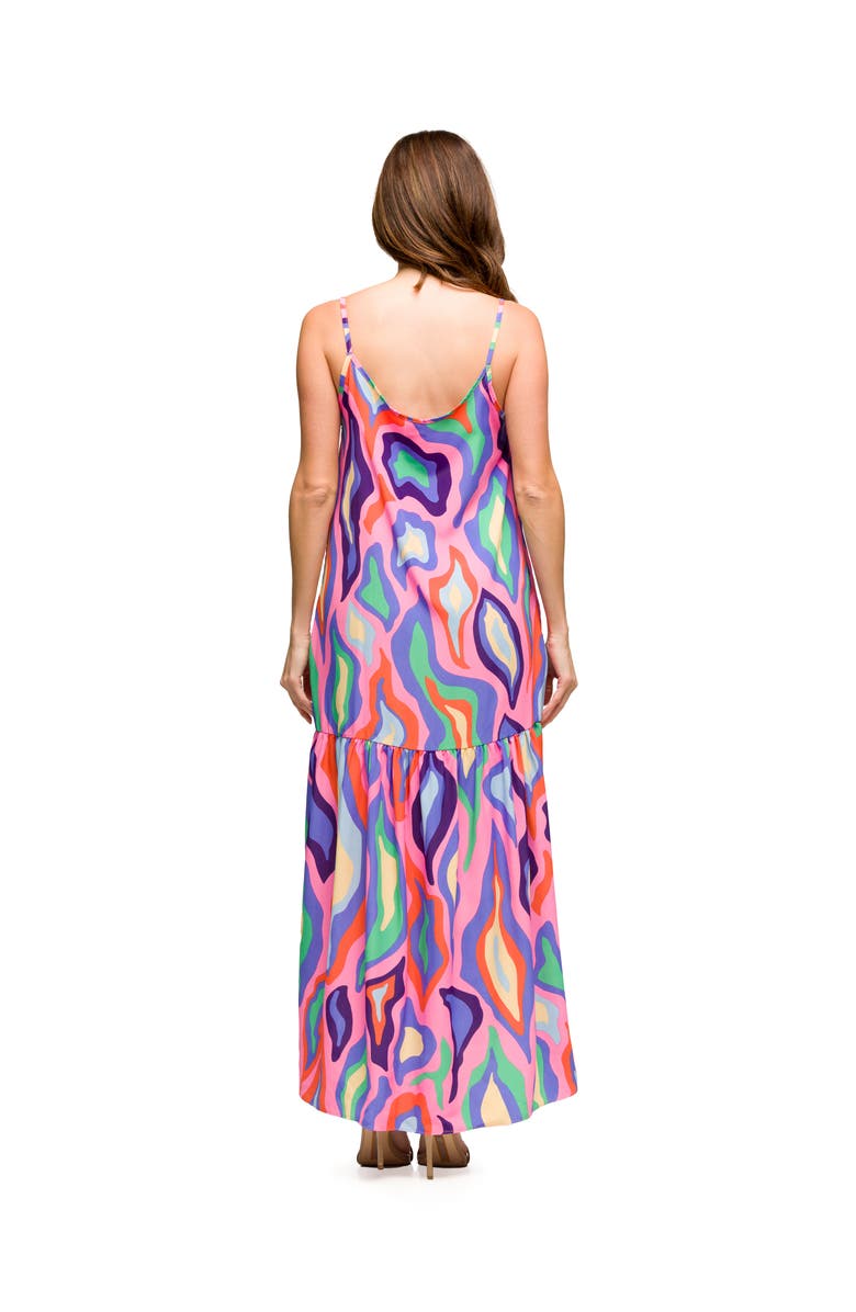 24seven Comfort Apparel Maternity Multicolor Lightweight Spaghetti Strap Pocket Maxi Dre, Alternate, color, Pink Multi
