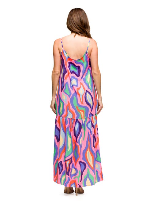 24seven Comfort Apparel Maternity Multicolor Lightweight Spaghetti Strap Pocket Maxi Dre In Multi