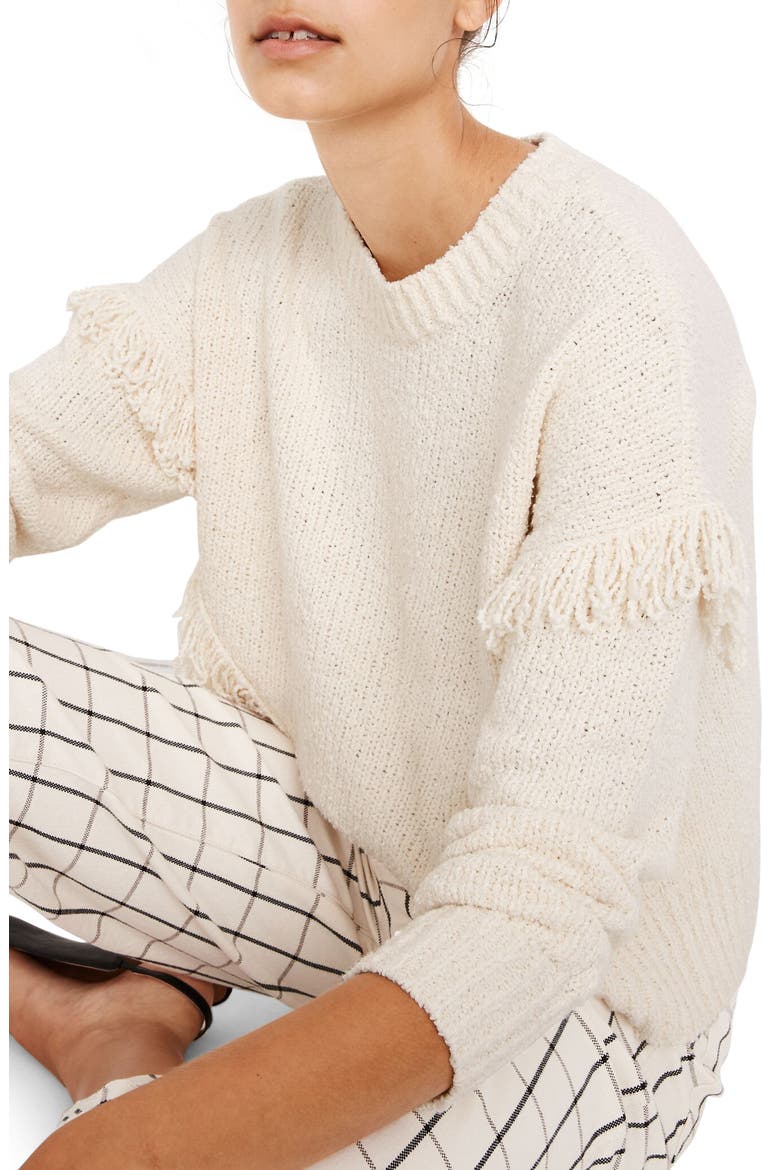 Montford Fringe Pullover Sweater, Main, color, PEARL IVORY