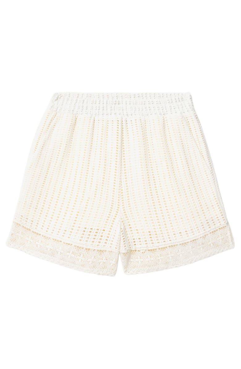 AllSaints Elma Open Stitch Lace Trim Shorts, Alternate, color, Mallow White