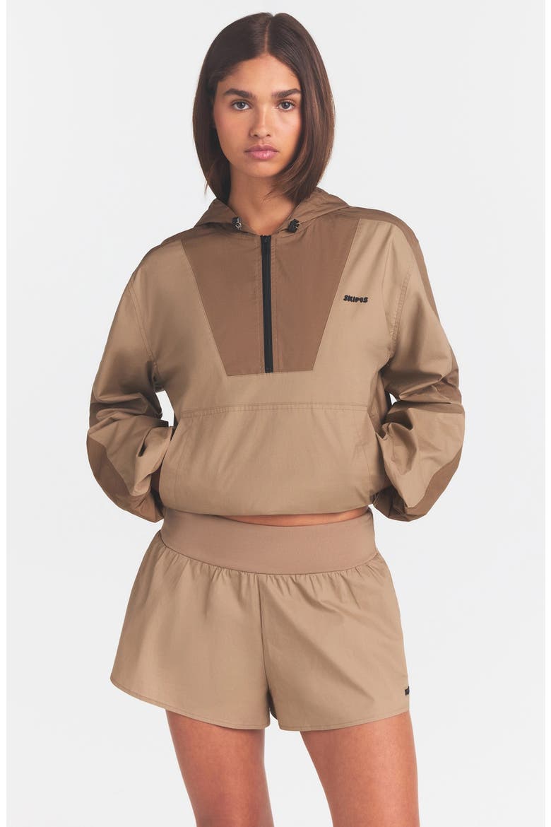 Woven Stretch Cotton Flutter Shorts, Alternate, color, DESERT