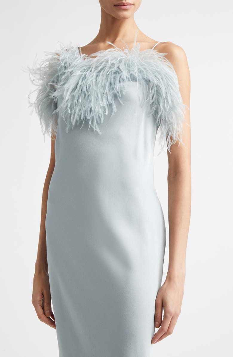 A.L.C. Odette Feathered Crepe Gown, Alternate, color, Slate Blue