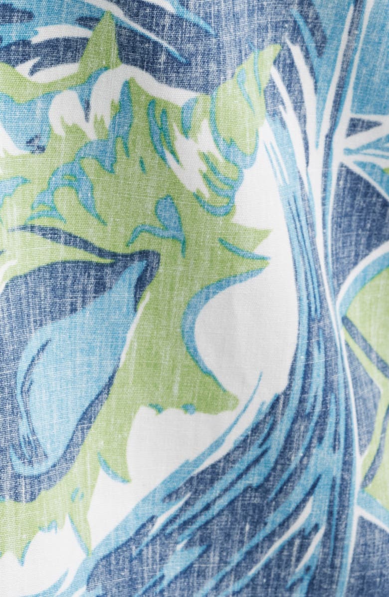 Kahala King's Shells Short Sleeve Cotton Button-Down Shirt, Alternate, color, Ocean Blue