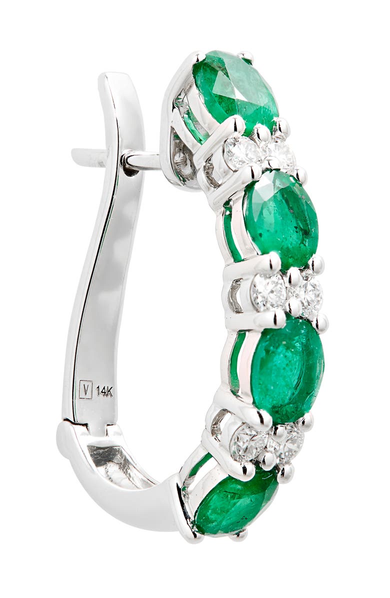 VALANI ATELIER Alternating Emerald & Diamond Hoop Earrings, Alternate, color, 14K White Gold