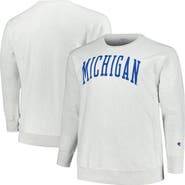 Champion Men's Champion Ash Michigan Wolverines Big & Tall Reverse Weave Fleece Crewneck Pullover Sweatshirt