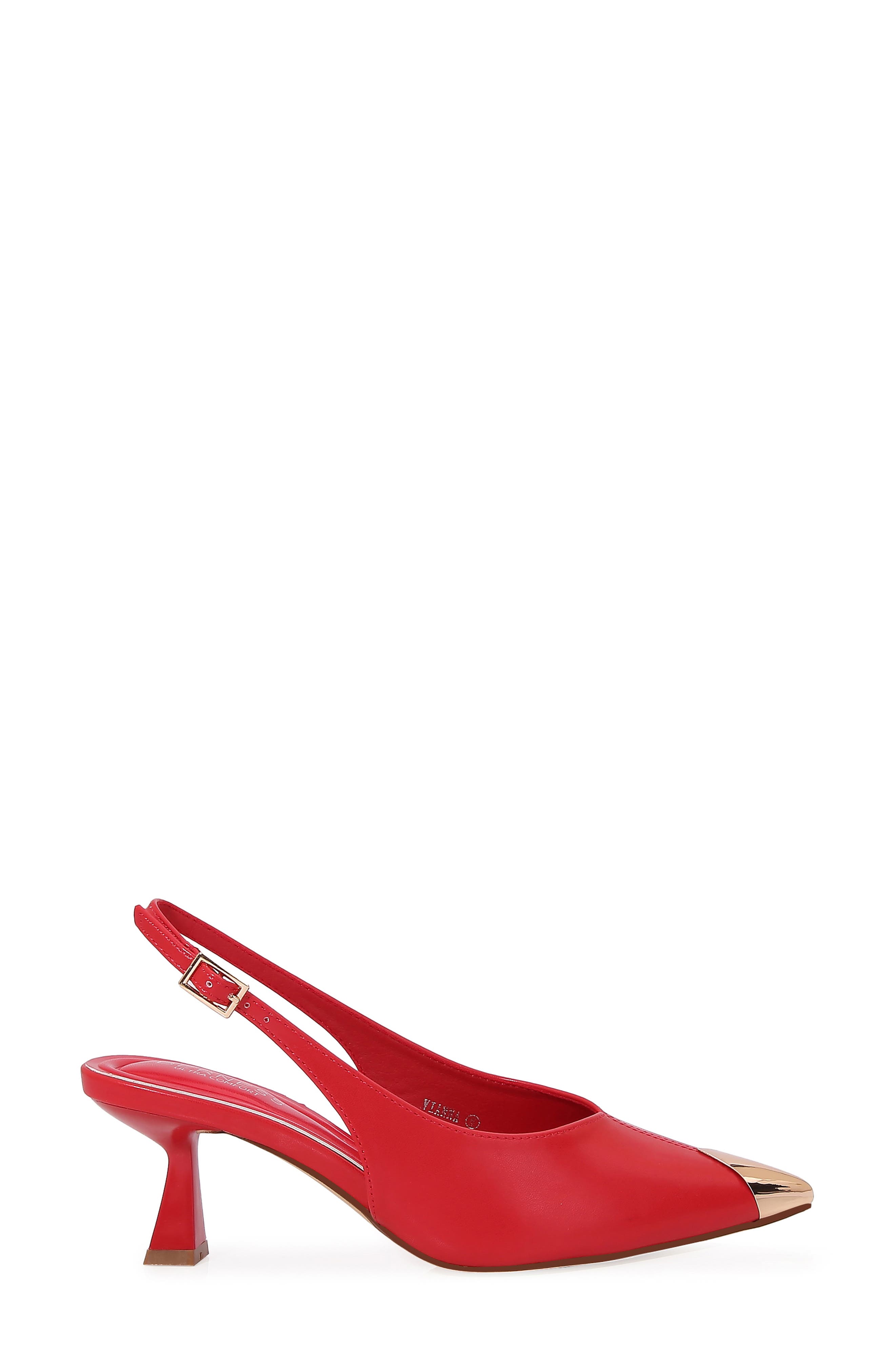 Vianna Cap Toe Slingback Pump, Alternate, color, RED