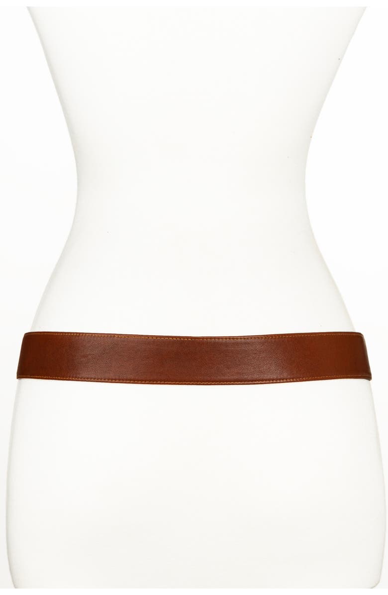 Raaina Belts Joy Buckle Leather Belt, Alternate, color, Cognac