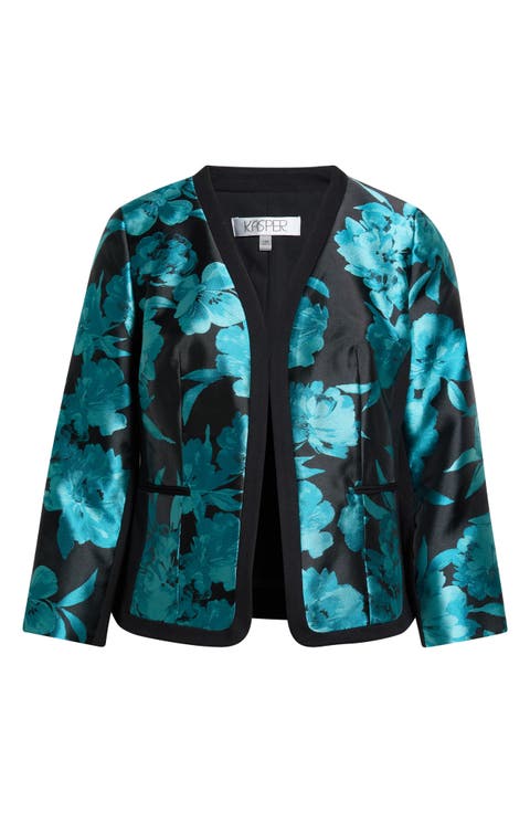 Floral Open Front Blazer