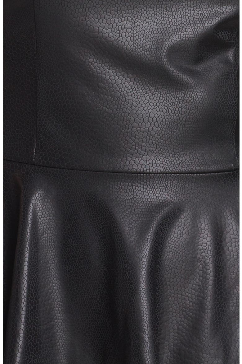Faux Leather Peplum Top, Alternate, color, BLACK