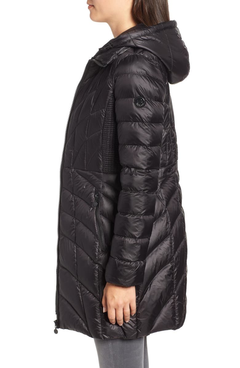 Bernardo Glossy Quilted Walker Coat, Alternate, color, 