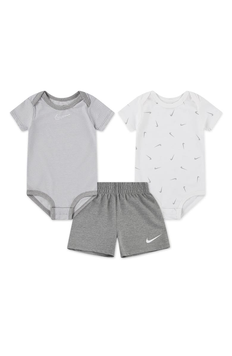 Nike Stripe Swooshfetti 2-Pack Bodysuits & Shorts Set, Main, color,