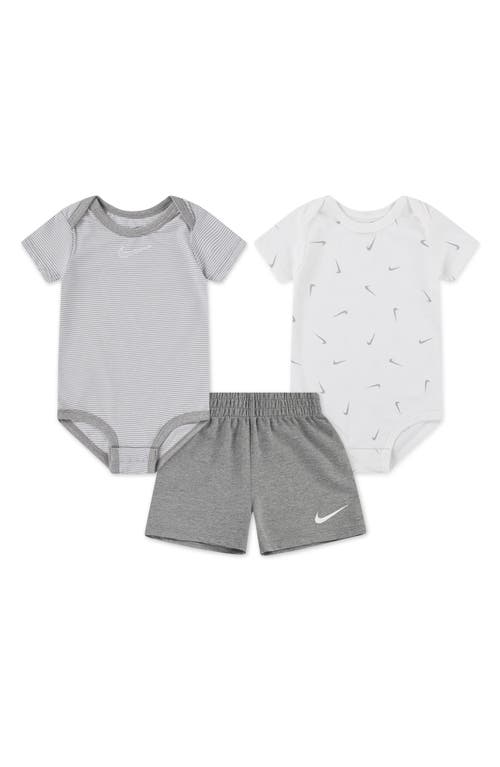 Nike Stripe Swooshfetti 2-pack Bodysuits & Shorts Set In Dark Grey Heather