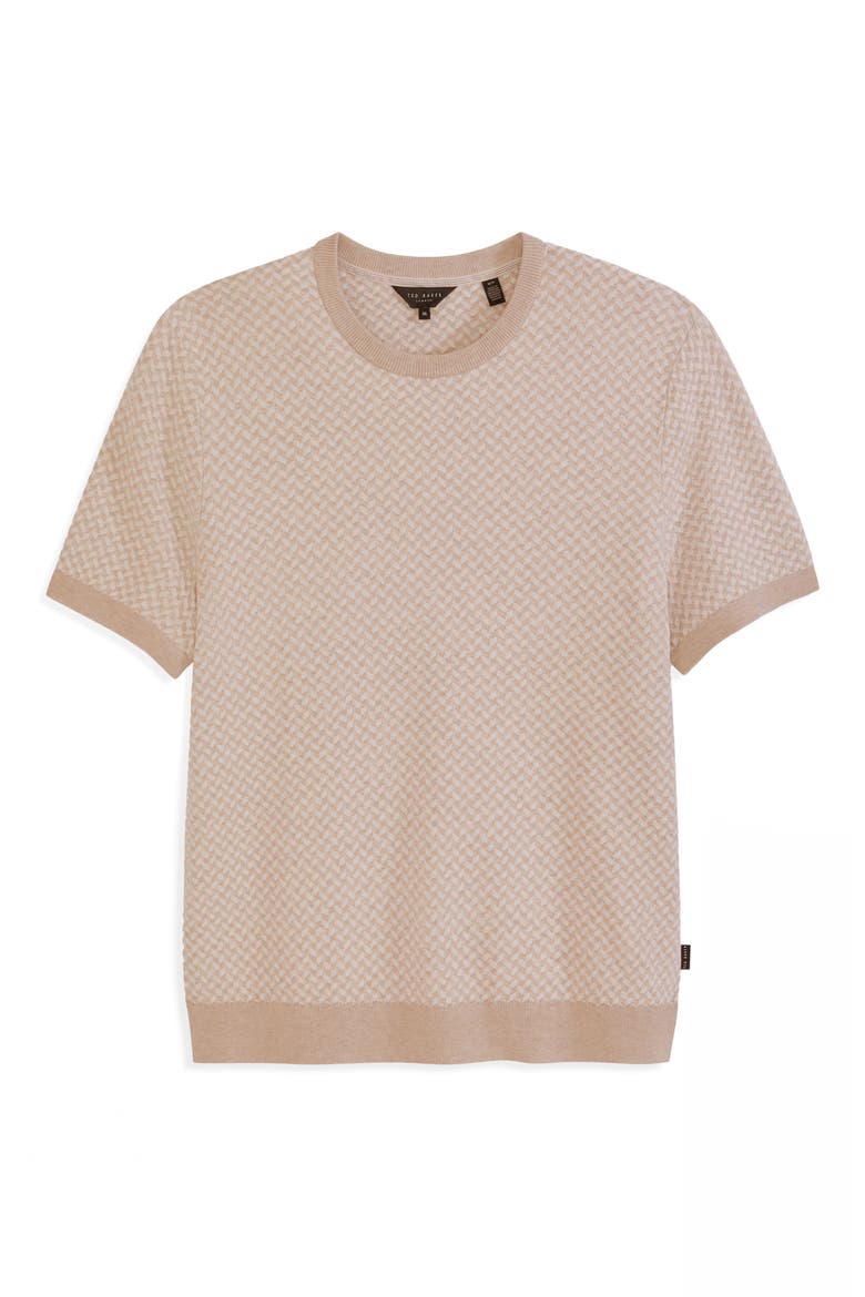 Herringbone Short Sleeve Knit Sweater, Alternate, color, PUMICE HEATHER