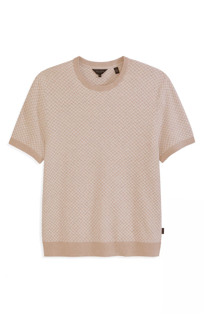 Ted Baker Herringbone Short Sleeve Knit Sweater, Alternate, color, Pumice Heather