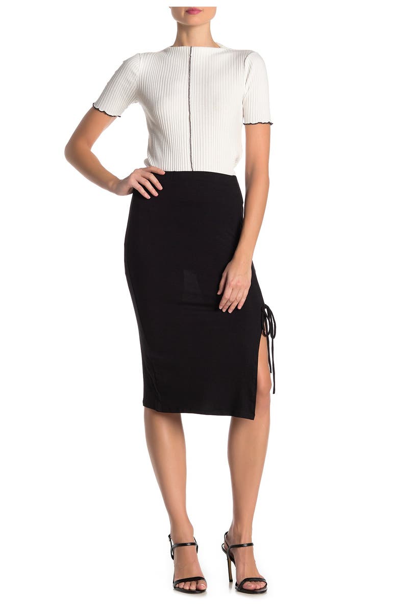 Velvet Torch Ruched Side Slit Midi Skirt, Main, color,