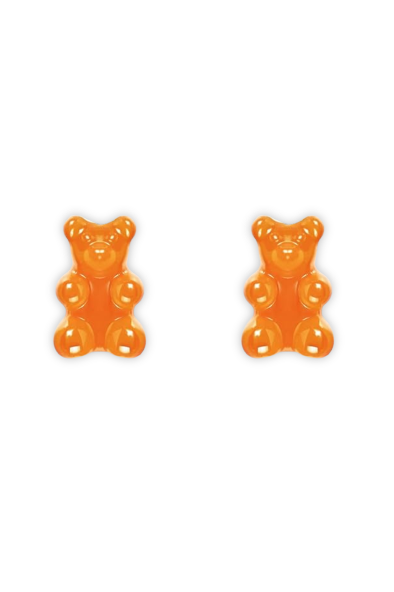 Kids' Sterling Silver Gummy Bear Stud Earrings in Gift Bottle, Alternate, color, Orange